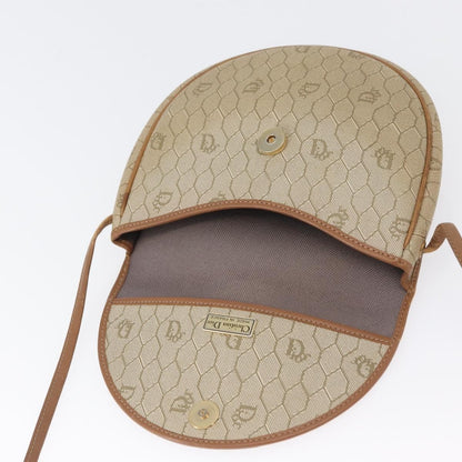 Christian Dior Vintage Honeycomb Flap Canvas and Leather, Beige, Canvas, Shoulder Bag