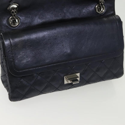 Chanel Hybrid Reissue Double Flap Bag Quilted Lambskin, NAVY, LEATHER, Shoulder bag