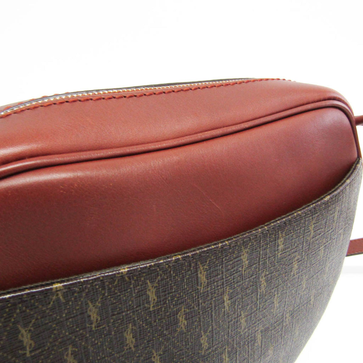 Saint Laurent Le Monogramme Coeur Monogram All Over Coated Canvas and Leather, Brown, Leather, Clutch