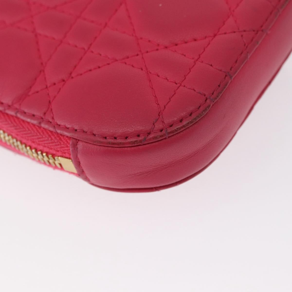 Christian Dior Lady Dior Phone Holder on Chain Cannage Quilt Lambskin, Pink, Leather, Clutch