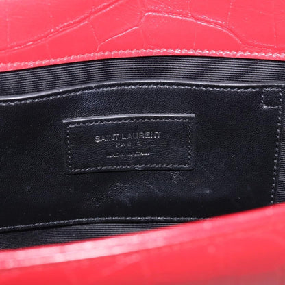 Saint Laurent Classic Monogram Crocodile Embossed Leather, Red, Leather, Crossbody Bag