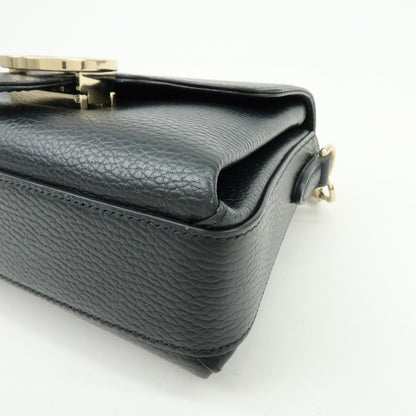 Gucci Interlocking Leather, Black, Leather, Shoulder Bag