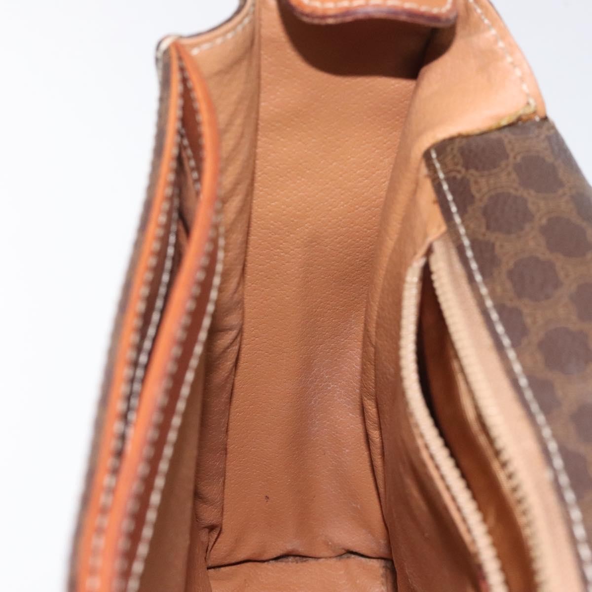 Celine Vintage Macadam Circle Logo Canvas and Leather, Brown, Canvas, Shoulder Bag