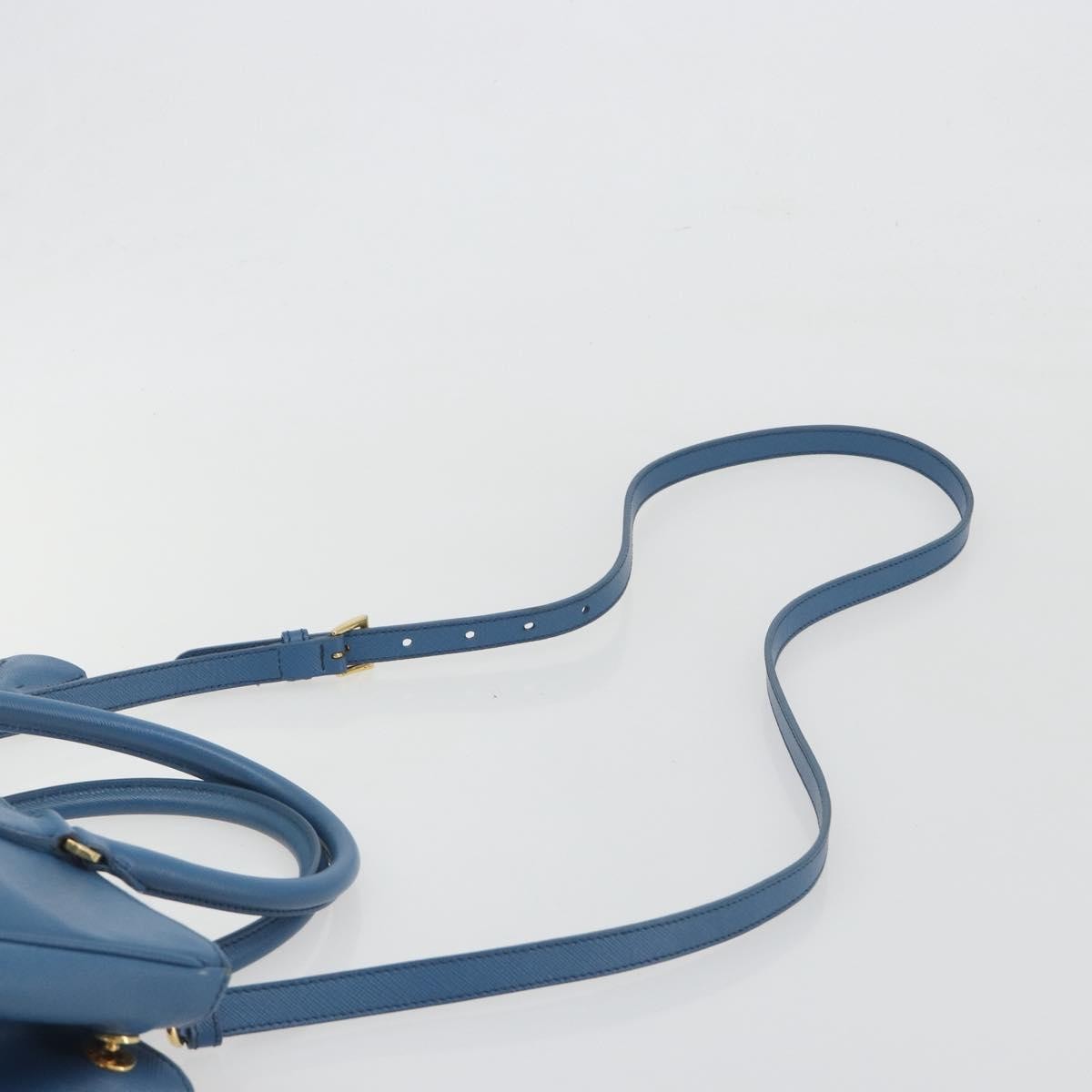 Prada Double Zip Lux Tote Saffiano Leather, Blue, Leather, Handbag