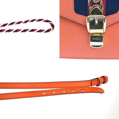 Gucci Sylvie Leather, Orange, Leather, Handbag