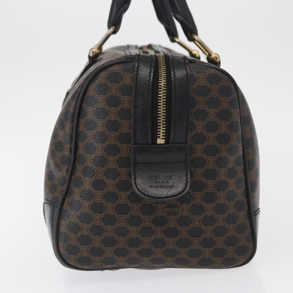 Celine Vintage Duffle Macadam Coated Canvas, Black, Canvas, Handbag