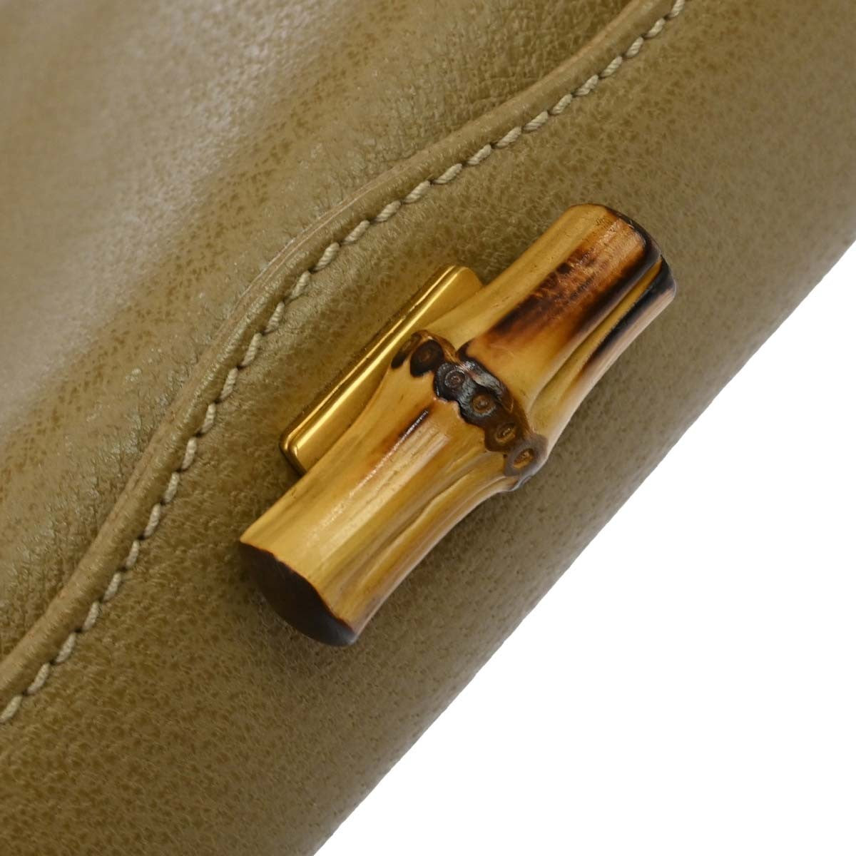 Gucci Vintage Convertible Bamboo Box Leather, Beige, Leather, Crossbody Bag
