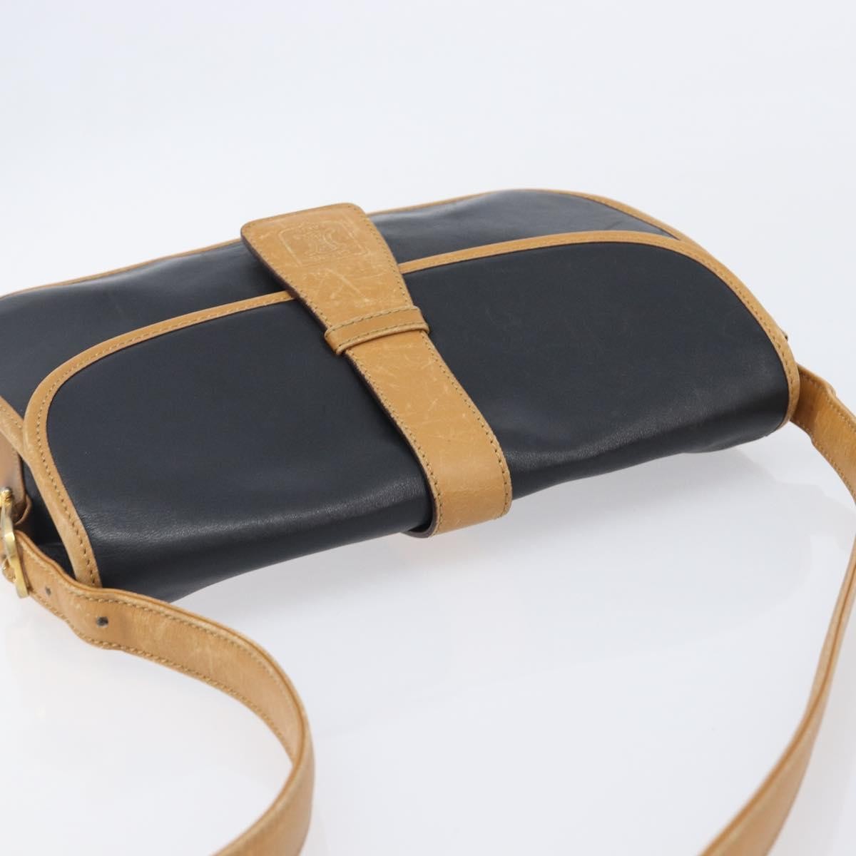 Celine Shoulder Leather, Black, Leather, Shoulder Bag