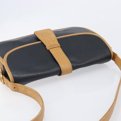 Celine Shoulder Leather, Black, Leather, Shoulder Bag