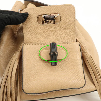 Gucci Bamboo Tassel Leather, Beige, Leather, Backpack