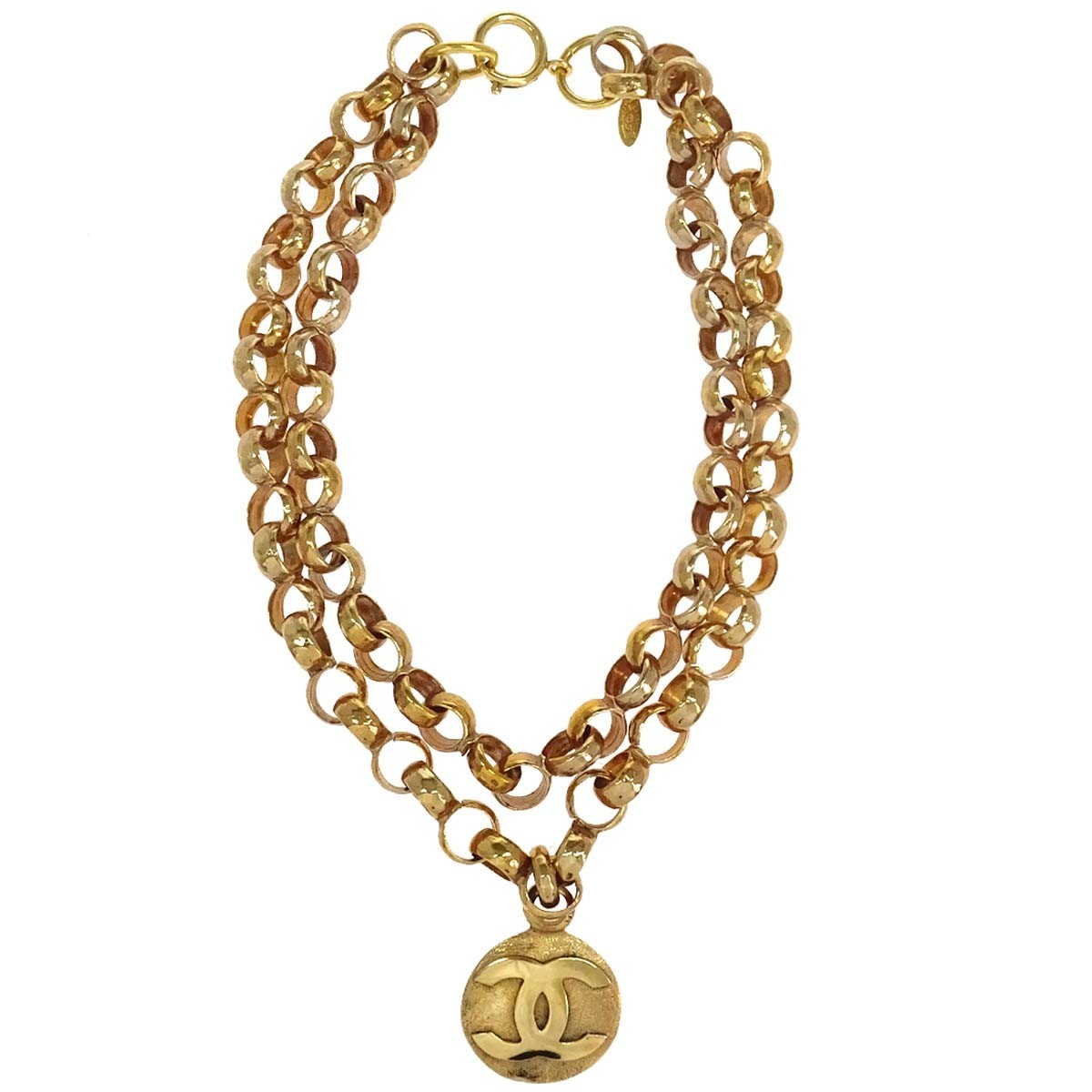 Chanel Coco Medallion Metal with Crystal, Gold, Gold Plated, Necklace