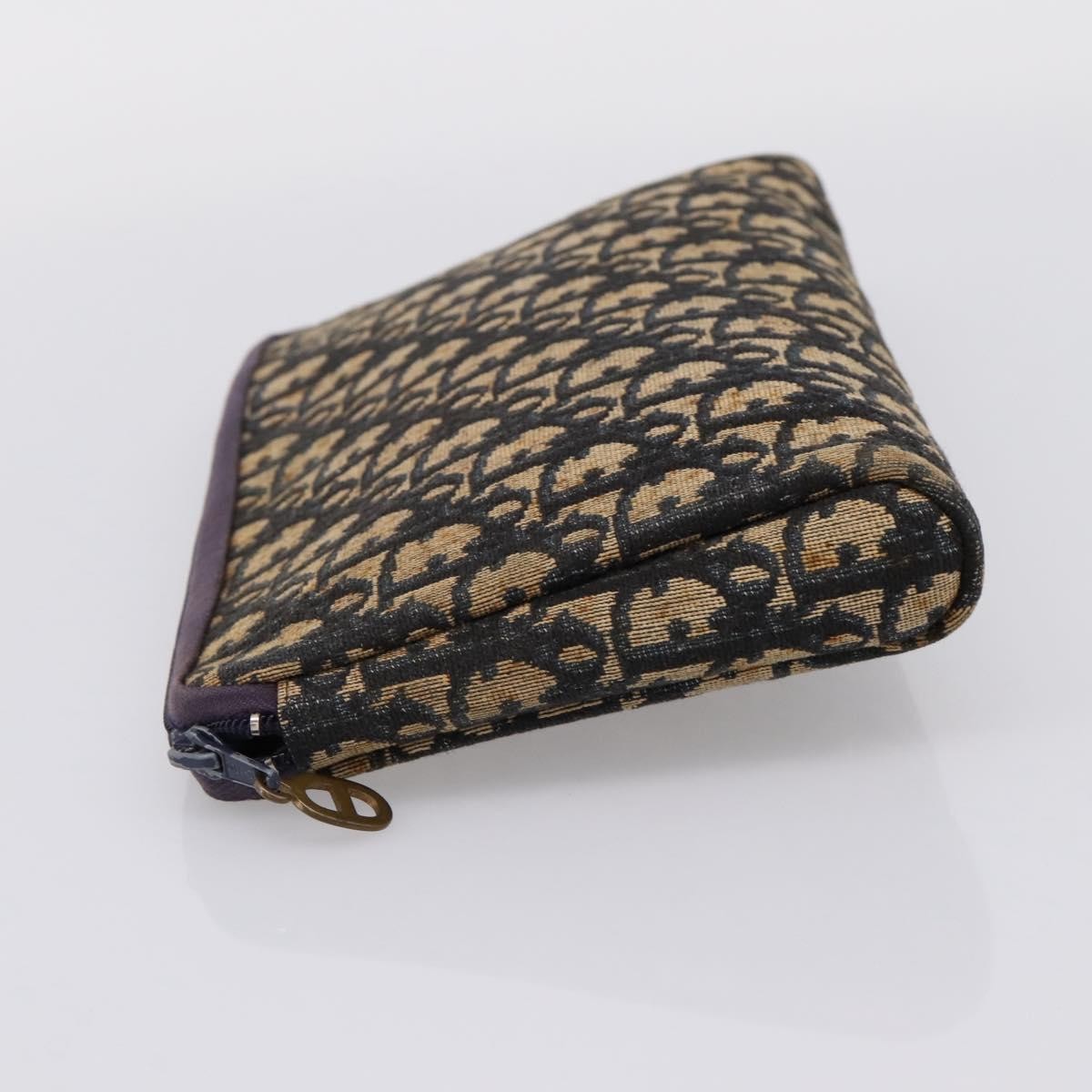 Christian Dior Wristlet Clutch Oblique Canvas, Navy, Canvas, Clutch