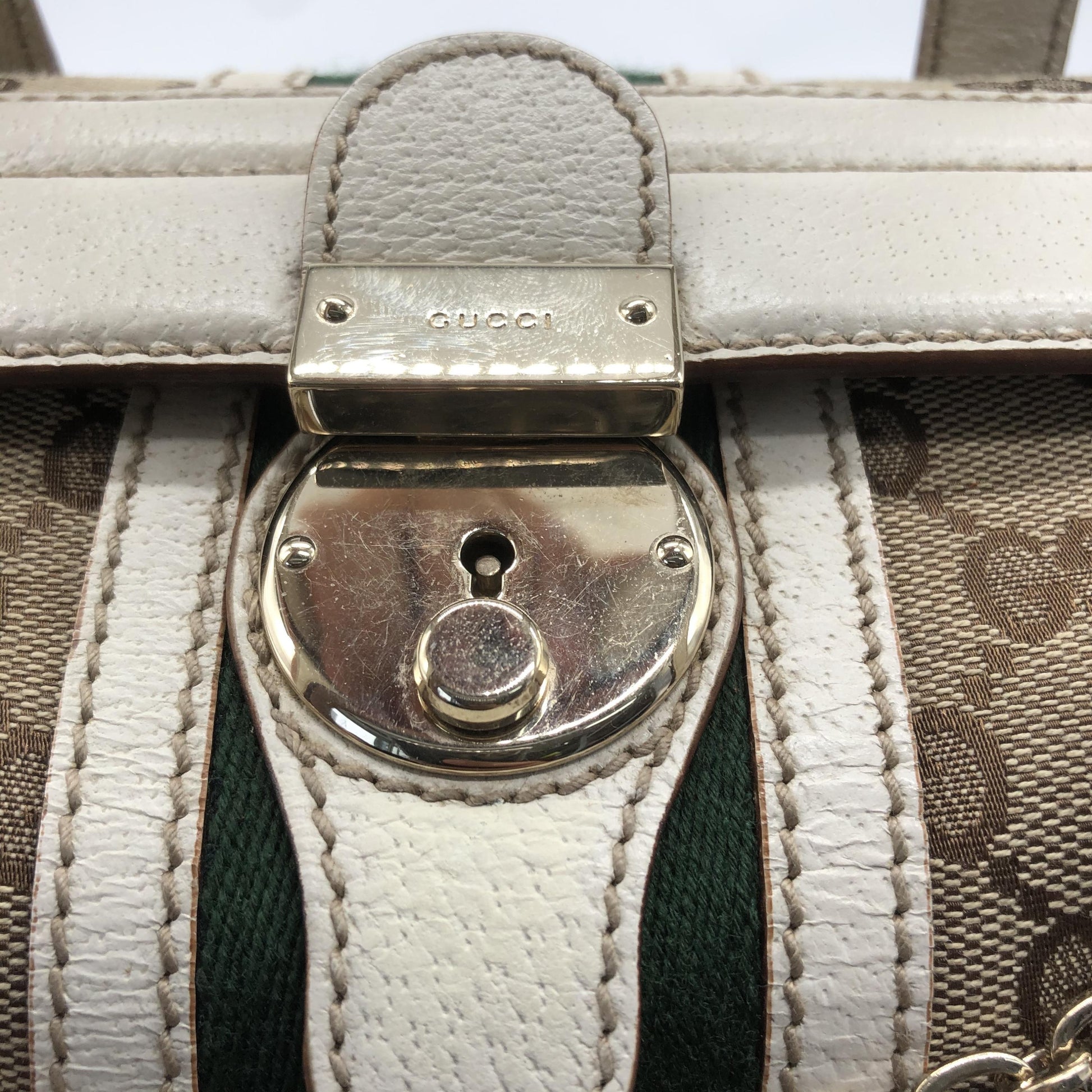 Gucci Treasure Boston GG Canvas and leather, Beige, Canvas, Handbag