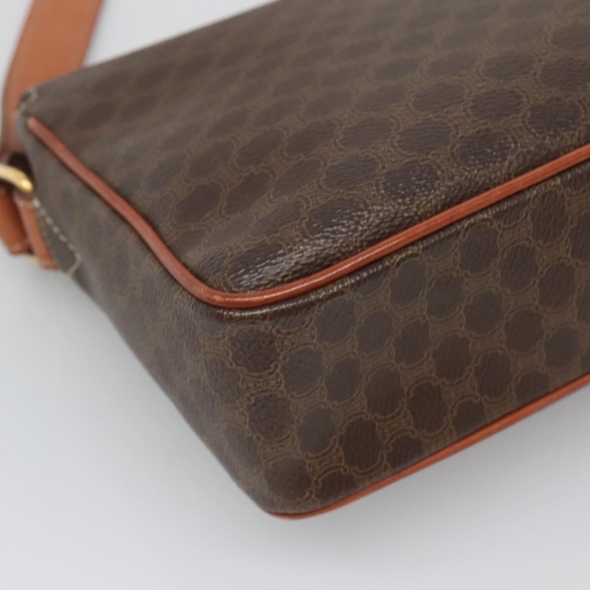 Celine Vintage Macadam Canvas and Leather, Brown, Canvas, Shoulder Bag