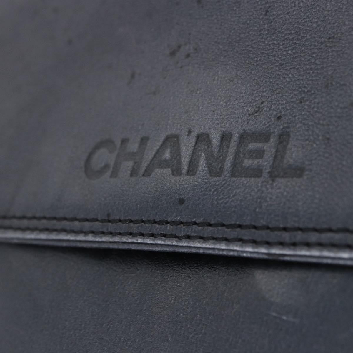 Chanel Vintage Logo Flap Messenger Leather, Blue, Leather, Handbag