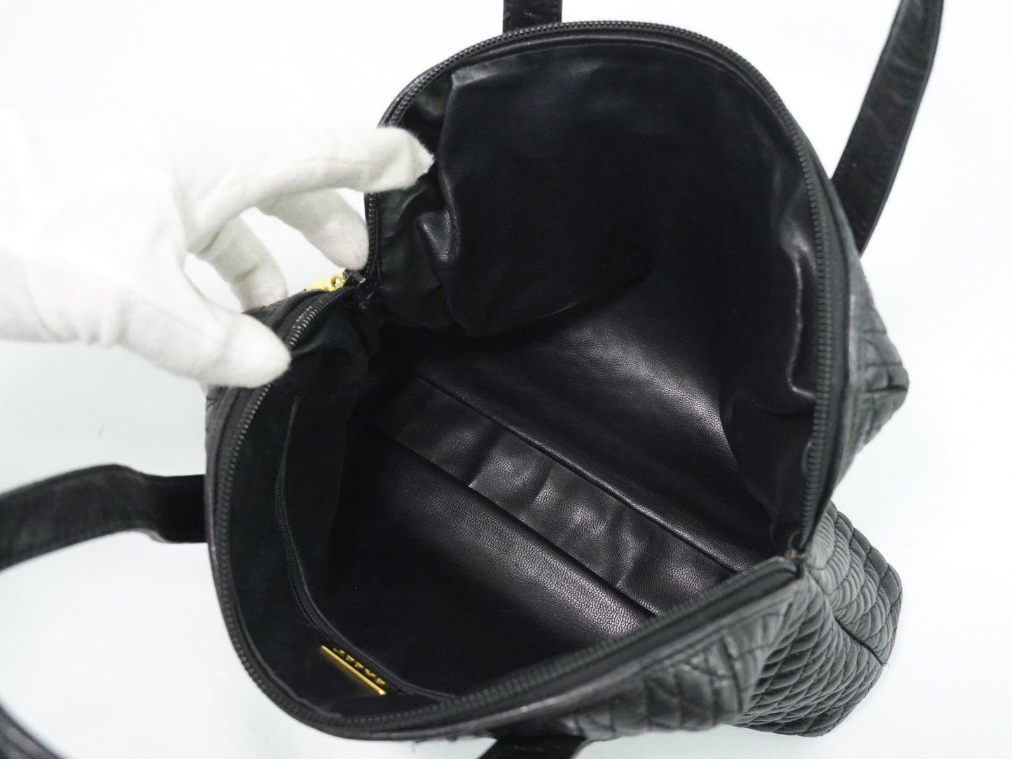 Bally Vintage Quilted Leather, Black, Leather, Handbag