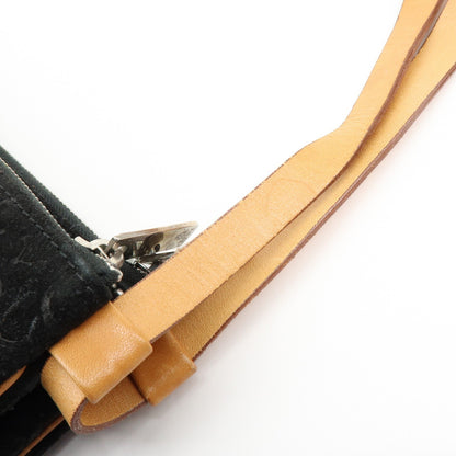 Celine C Macadam Shoulder Suede, Black, Suede, Handbag