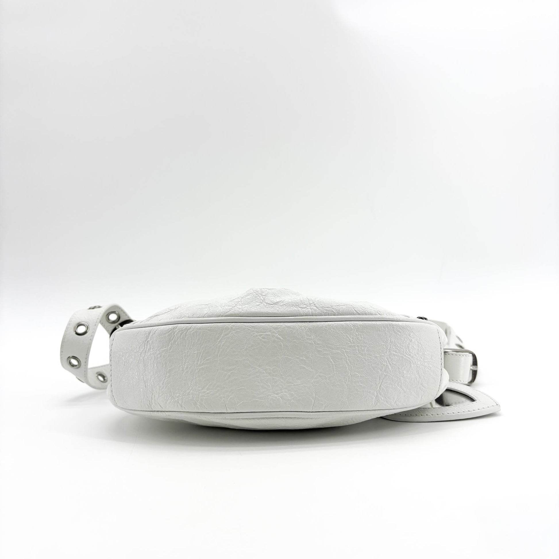 Balenciaga Le Cagole Giant Spikes Leather, White, Leather, Shoulder Bag