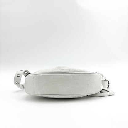 Balenciaga Le Cagole Giant Spikes Leather, White, Leather, Shoulder Bag