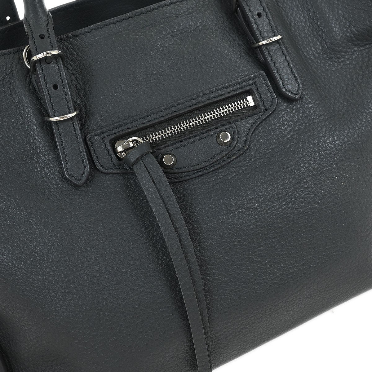 Balenciaga Papier A4 Zip Around Classic Studs Leather, Gray, Leather, Tote Bag