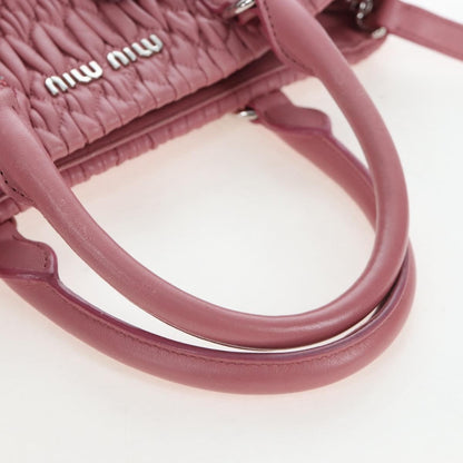 Miu Miu Crystal Turnlock Convertible Satchel Leather, Pink, Leather, Shoulder Bag