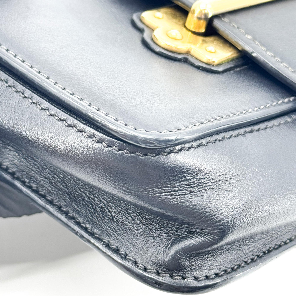 Prada Cahier Calf Hair with Leather, Black, Leather, Crossbody Bag