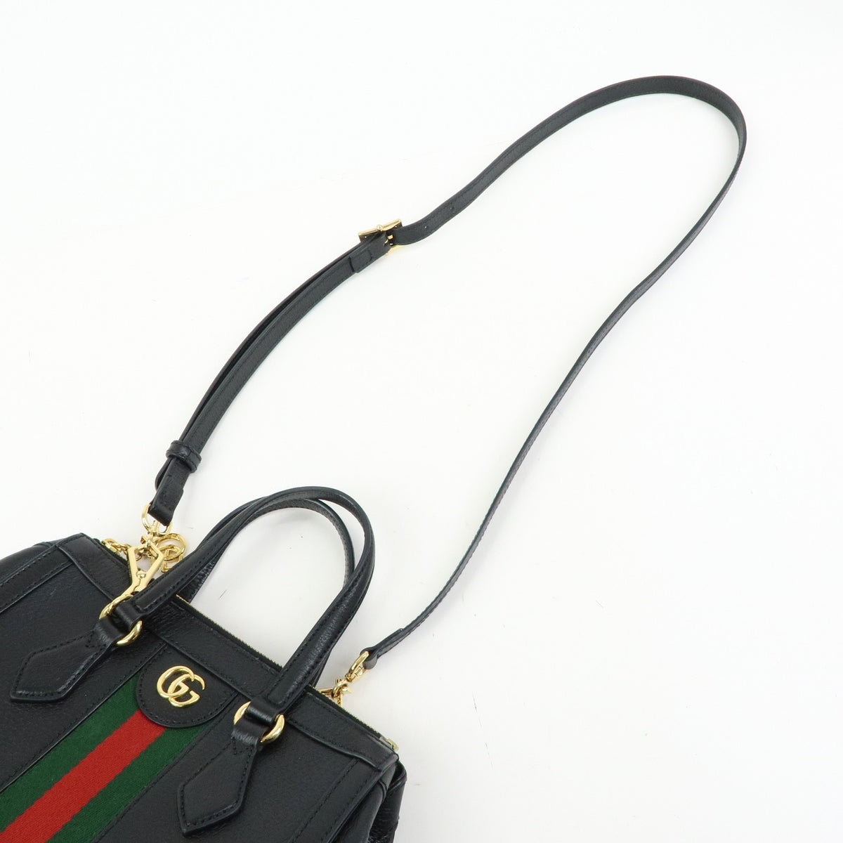 Gucci Ophidia Top Handle Leather, Black, Leather, Tote Bag