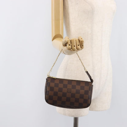Louis Vuitton Pochette Accessoires Damier Ebene, Brown, Canvas, Clutch
