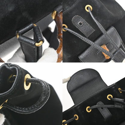 Gucci Vintage Bamboo Suede, Black, Suede, Backpack