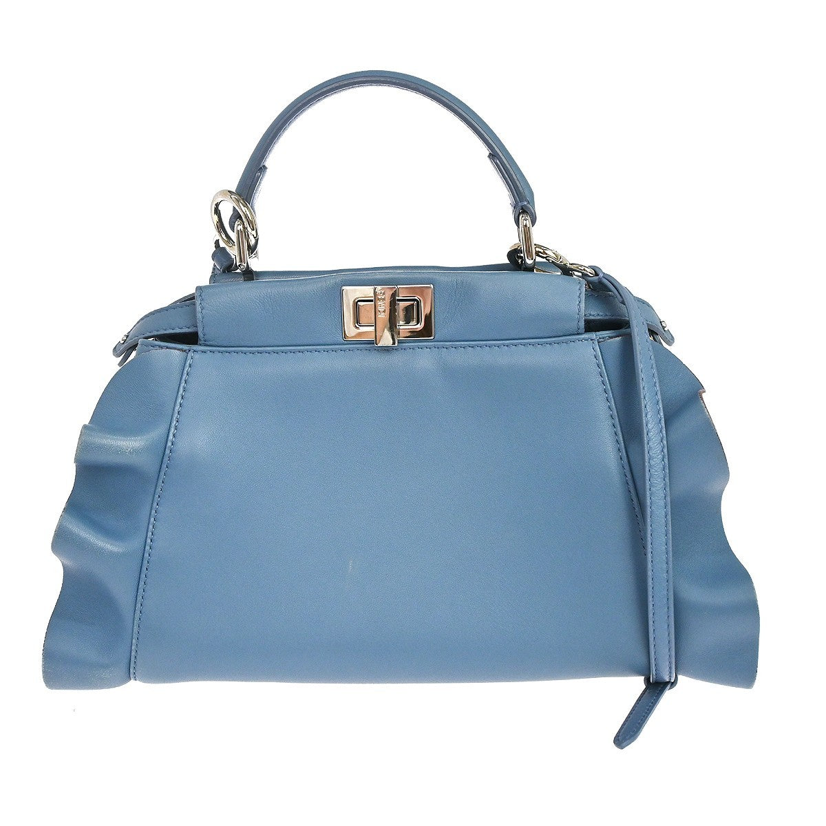 Fendi Peekaboo Leather, Blue, Leather, Handbag