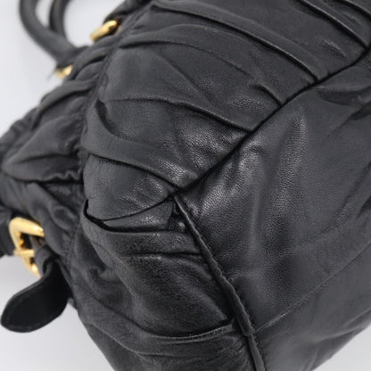 Prada Gaufre Convertible Satchel Nappa Leather, Black, Leather, Handbag