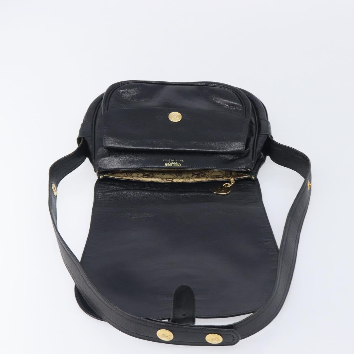 Celine Shoulder Leather, Black, Leather, Shoulder Bag