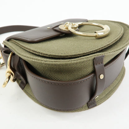 Chloe Tess Canvas with Leather, Green, Canvas, Handbag