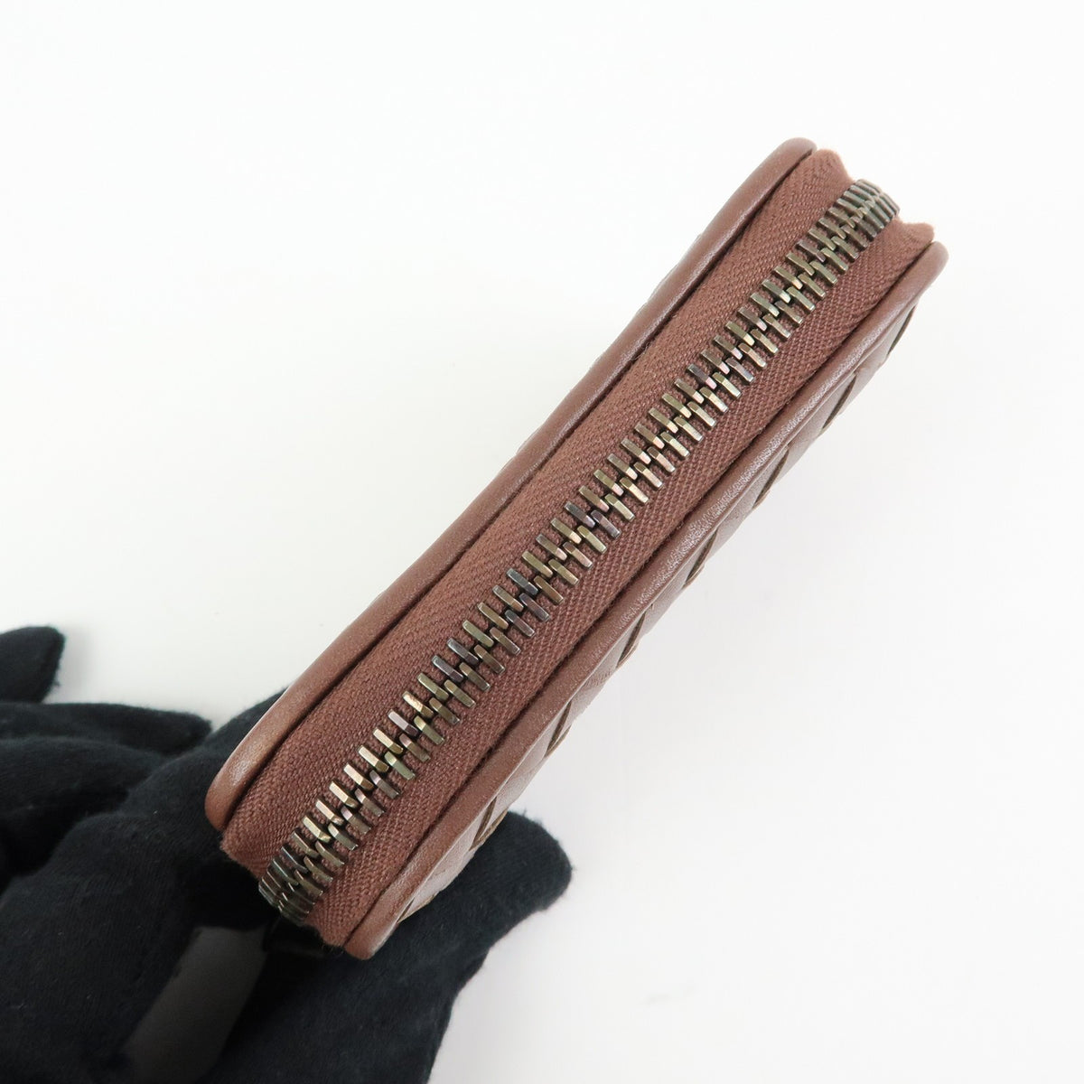 Bottega Veneta Zip Coin Purse Intrecciato Nappa, Brown, Leather, Clutch