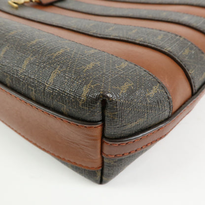 Saint Laurent Le Monogramme Shopper Monogram All Over Coated Canvas and Leather, Brown, PVC, Tote Bag