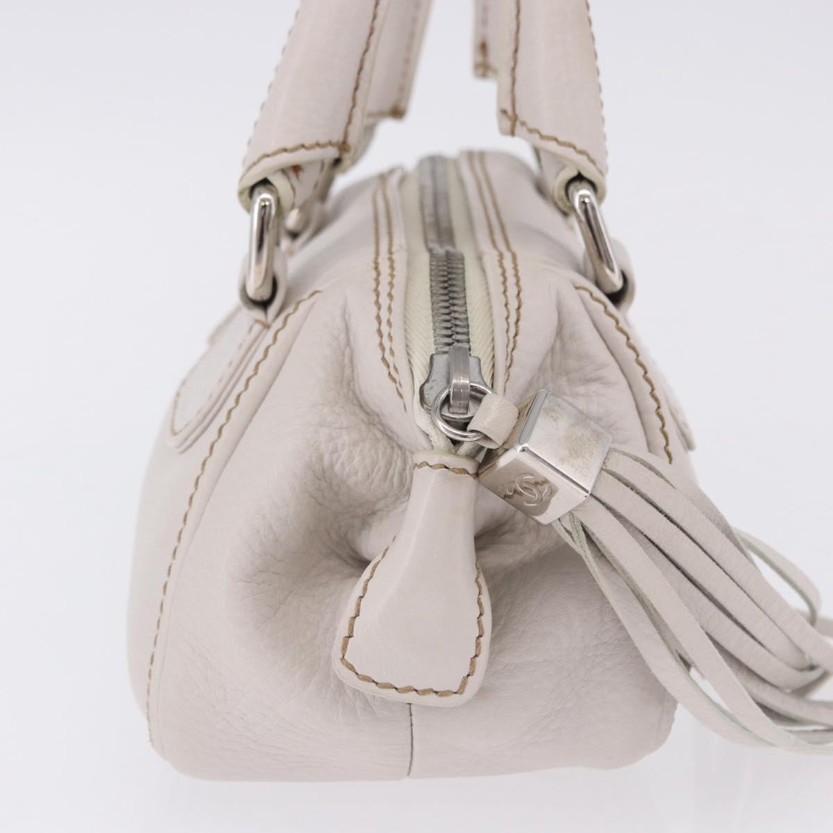 Chanel Lax Tassel Pebbled Leather, White, Leather, Handbag