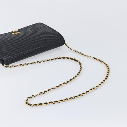 Bally Vintage Chain Quilted Leather, Black, Leather, Shoulder Bag