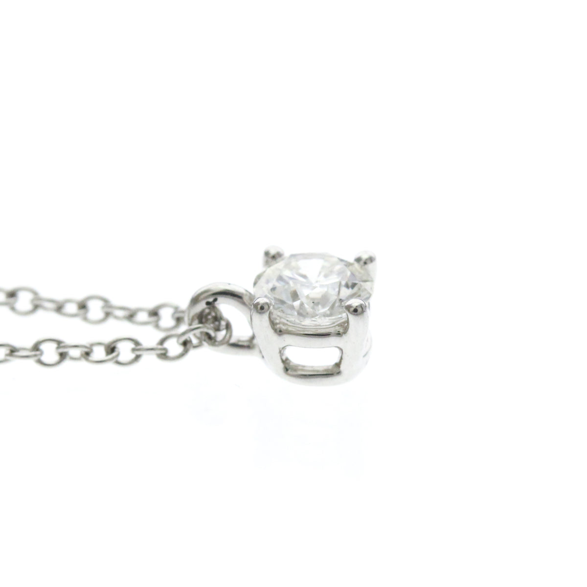 Tiffany & Co. Solitaire Pendant Platinum with Emerald Cut Diamond, Silver, Platinum, Necklace