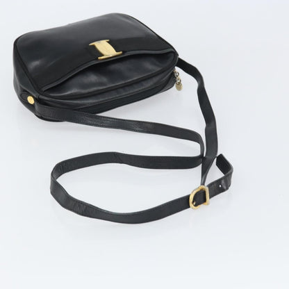 Salvatore Ferragamo Vara Bow camera Leather, Black, Leather, Shoulder Bag