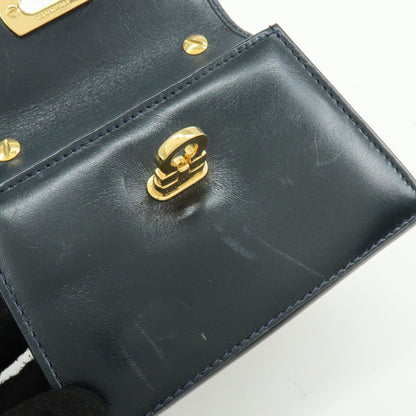 Salvatore Ferragamo Gancini Leather, Navy, Leather, Crossbody Bag