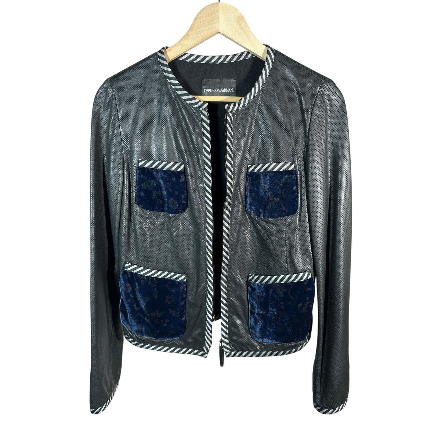 EMPORIO ARMANI Mixed Media Leather Jacket