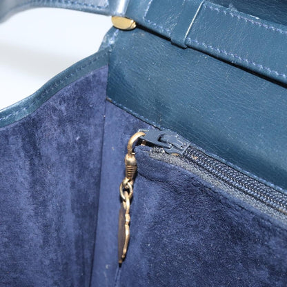 Gucci Vintage Interlocking G Flap Leather, Navy, Leather, Shoulder Bag