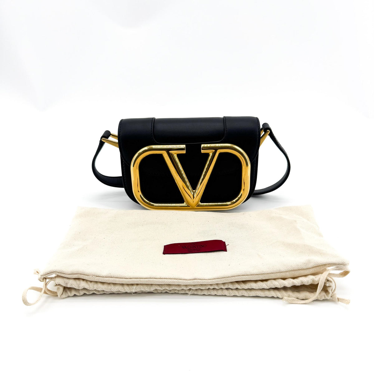 Valentino Garavani Supervee Leather, Black, Leather, Crossbody Bag
