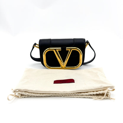 Valentino Garavani Supervee Leather, Black, Leather, Crossbody Bag