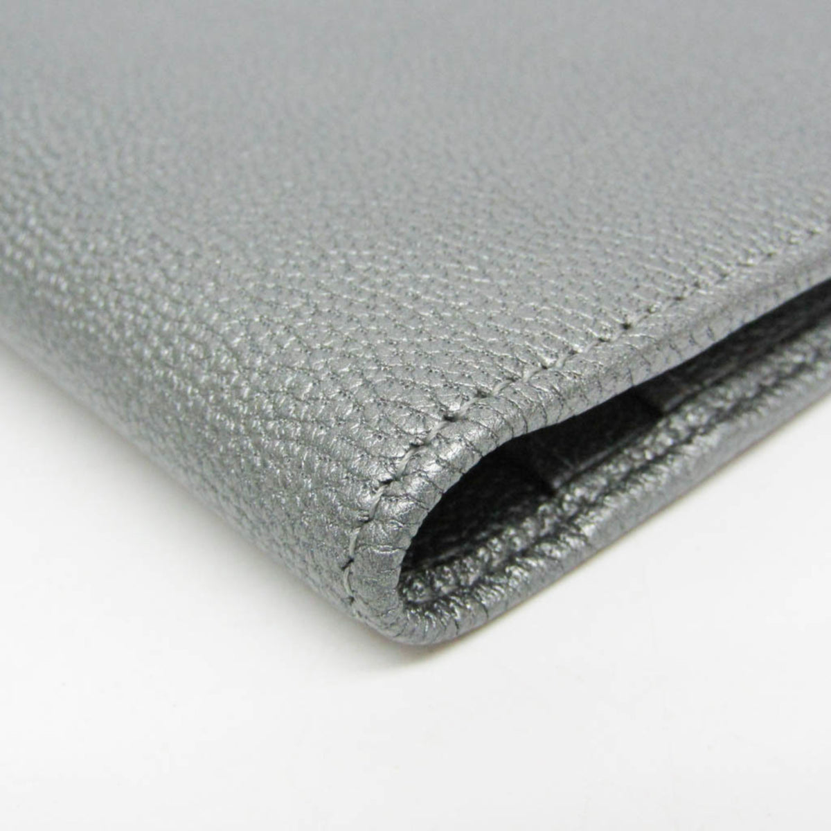 Chanel CC Button Bi-Fold Card Case Leather, Silver, Leather, Card Holder