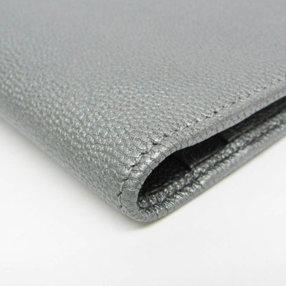 Chanel CC Button Bi-Fold Card Case Leather, Silver, Leather, Card Holder