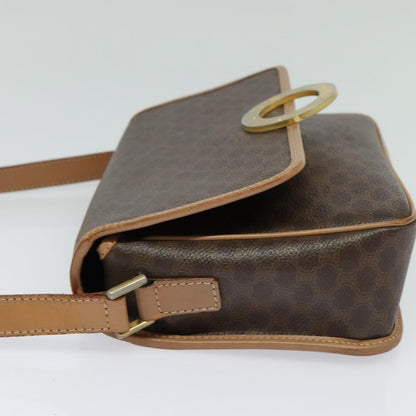Celine Vintage Macadam Circle Logo Canvas and Leather, Brown, Canvas, Shoulder Bag