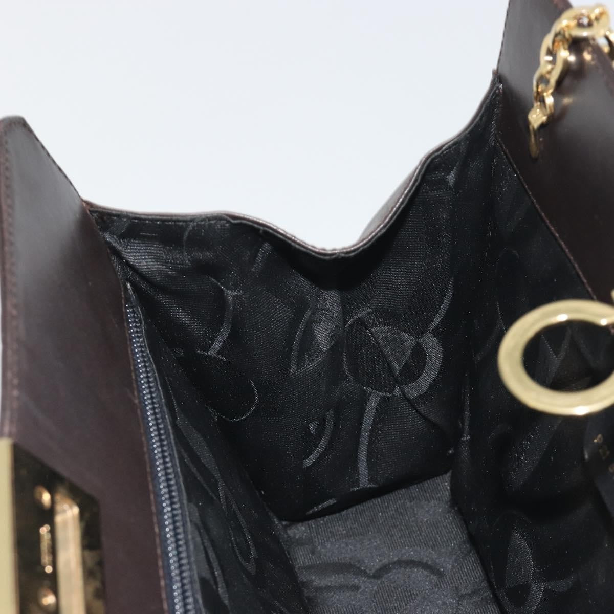 Salvatore Ferragamo Vintage Gancini Chain Leather, Brown, Leather, Shoulder Bag