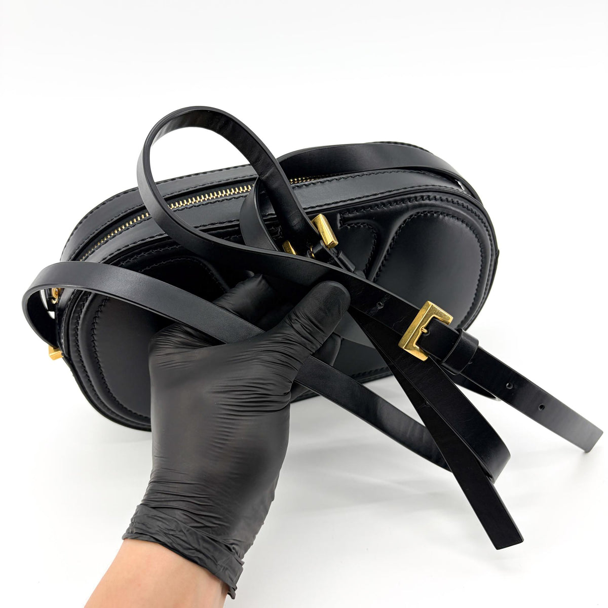 Valentino Garavani VLogo Walk Leather, Black, Leather, Crossbody Bag