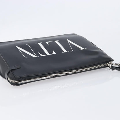 Valentino Garavani VLTN Wristlet Clutch Printed Leather, Black, Leather, Clutch